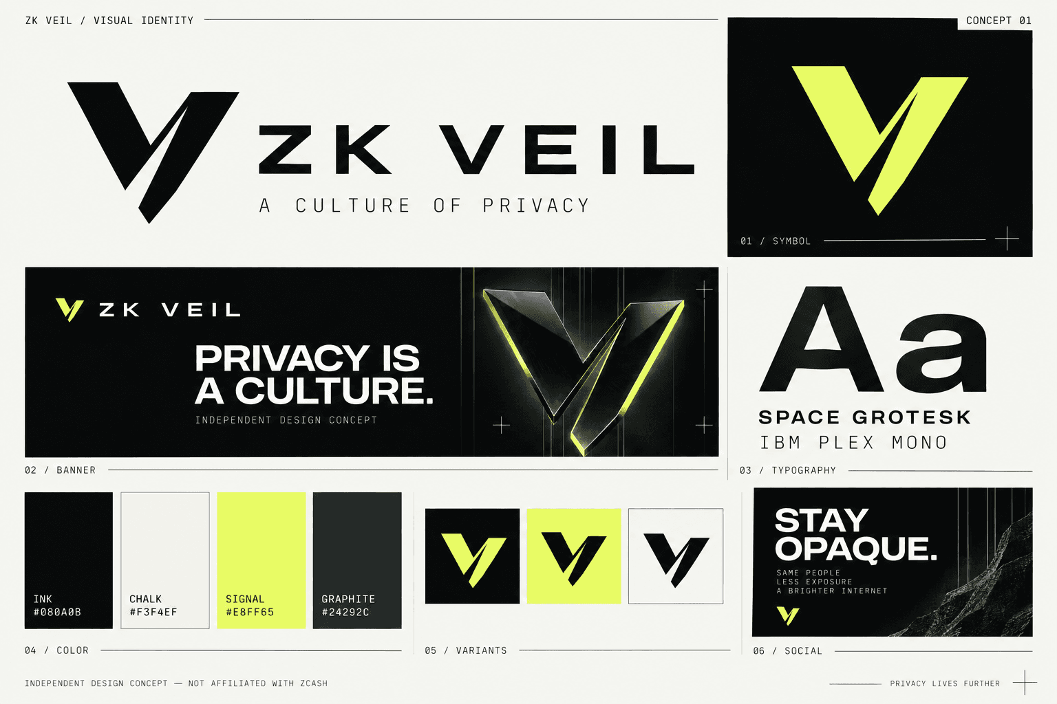 ZK VEIL visual identity board